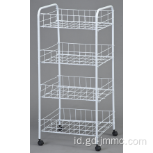 4 Tier rolling cart logam